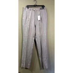Vtg Sartorial Manchetti Linen Dress Pants Mens Sz 34x36 Gray Pleated Deadstock